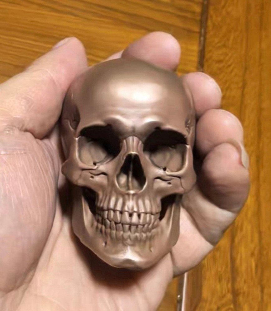 Pure Red purple copper skull head ornament Solid Artistic