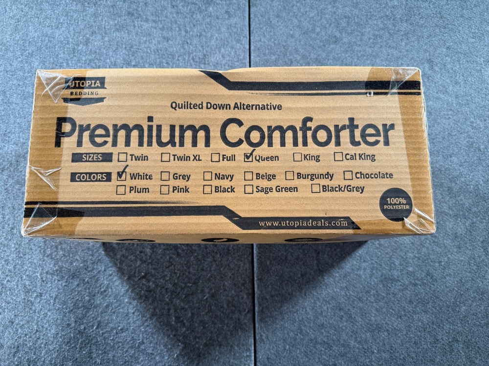 Utopia Bedding Premium Comforter Queen White Down Alternative Quilted Polyester