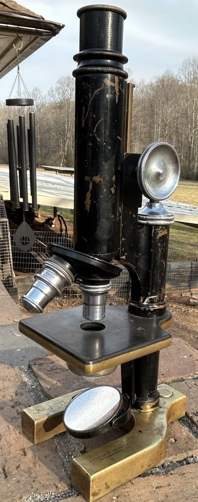 Antique Brass Bausch & Lomb Arthur H Thomas Co Microscope In Case