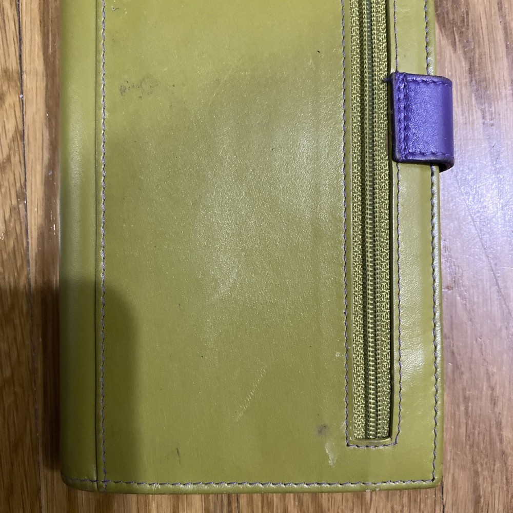 Wallet Leather Green Purple 7x4