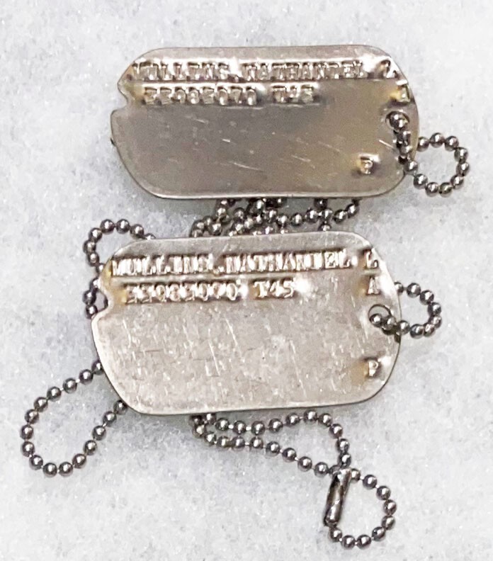 WWII Set Nathaniel Mullins T-45 Dated Dog Tags
