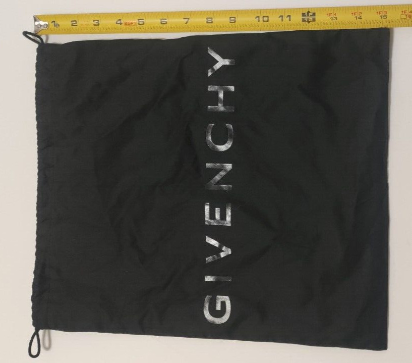 Authentic Givenchy Black Cotton Drawstring Dust Bag lined in white 13” x 15”
