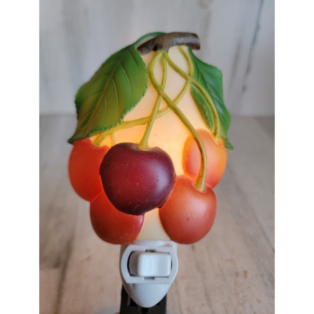 Unique cherry fruit night light home decor bathroom orchid red