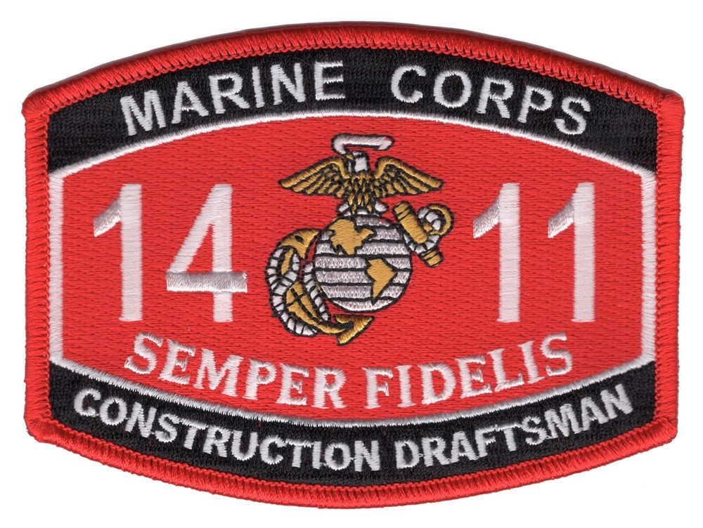 1411 Construction Draftsman US Marine Corps MOS Patch