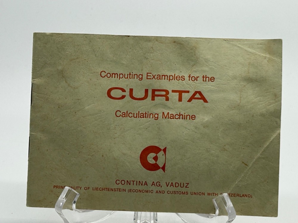 Original Curta Calculator Computing Examples Booklet Only