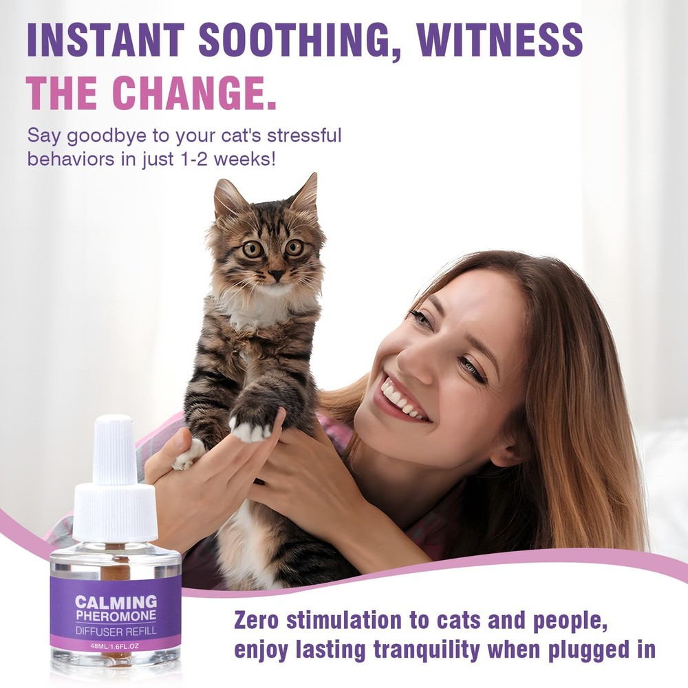 Cat Calming Pheromone Diffuser Refills 4-Pack for Stress Relief and Anxiety