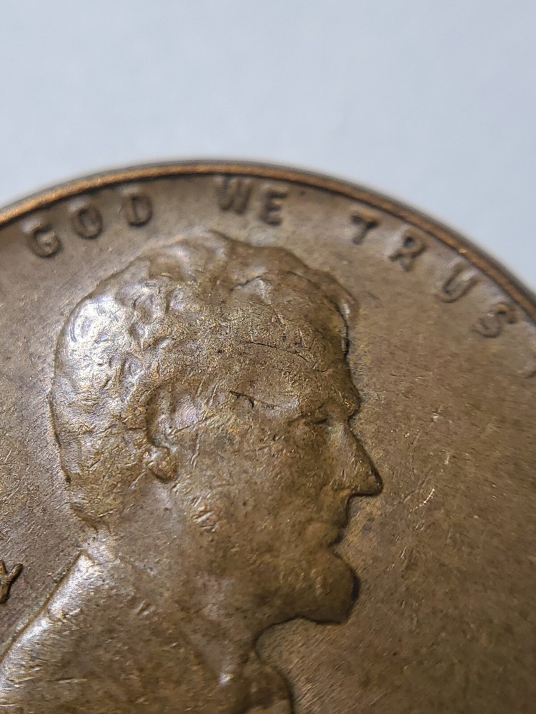 1957 D cracked skull error Lincoln Wheat Cent#61