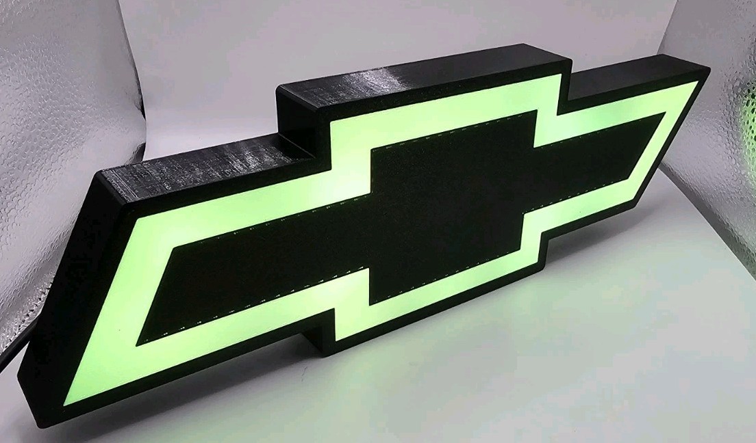 Chevy Chevrolet Light Sign Decor Man Cave Desk LED Lightbox USB Powered shop