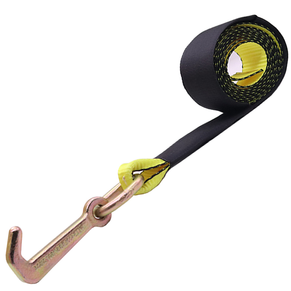 BXR (4) Mini J Hook Strap - 2" x 8' Towing Strap with Strap Protector