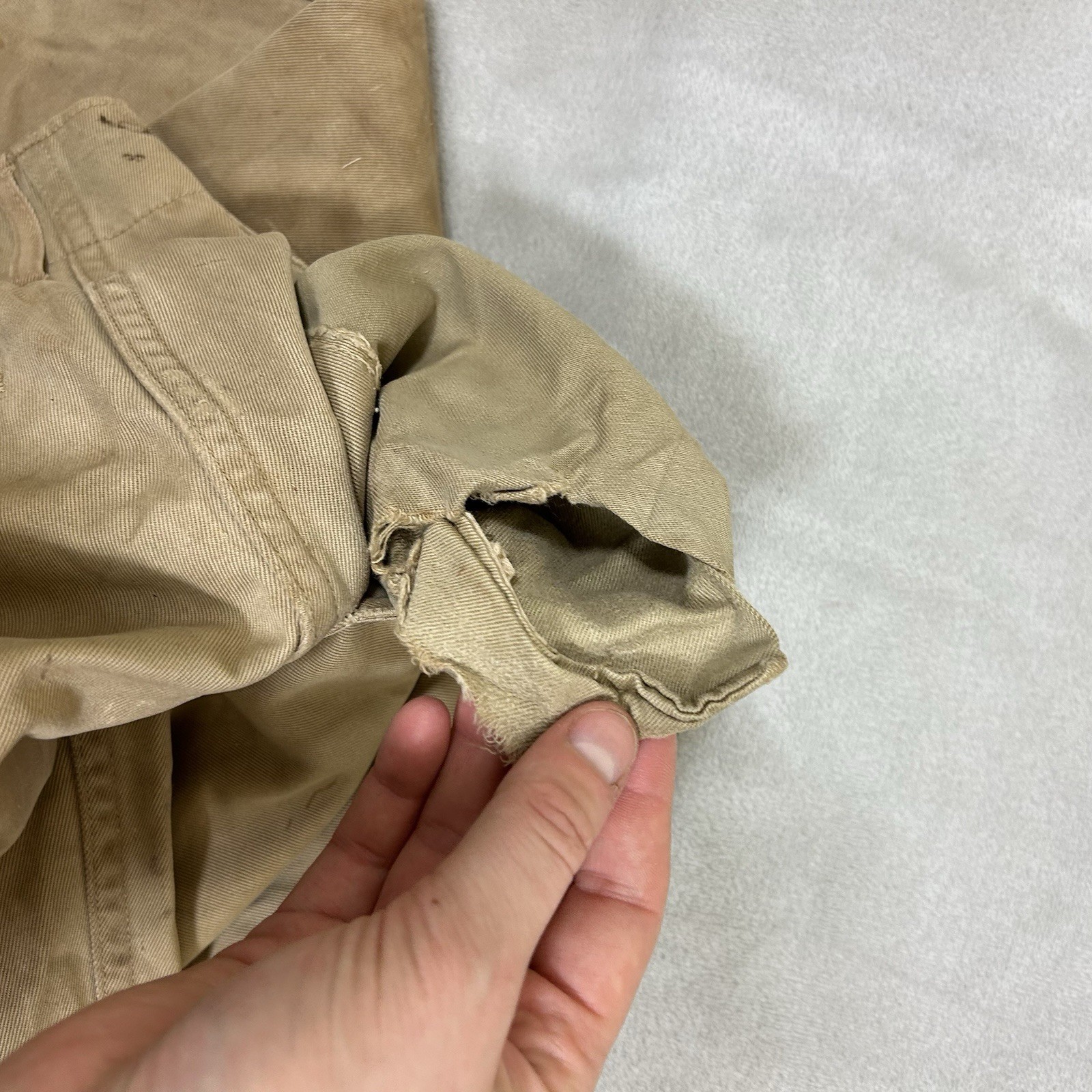 Vintage 1940s WW2 US Army Khaki Chino Cotton Uniform Pant 28x31 Button fly