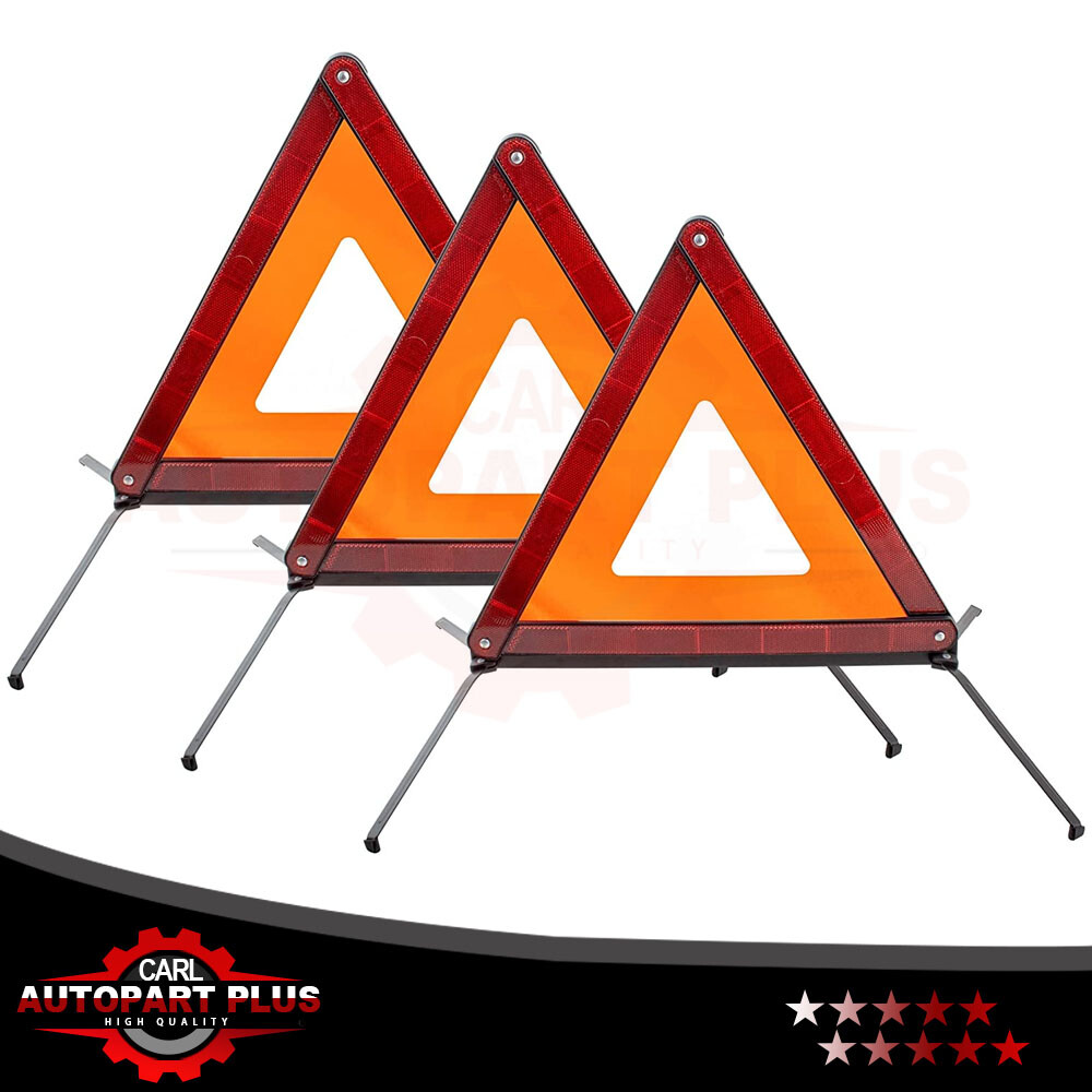 3x Triangle Warning Frame Roadside Reflective Safety Triangle Emergency Warning