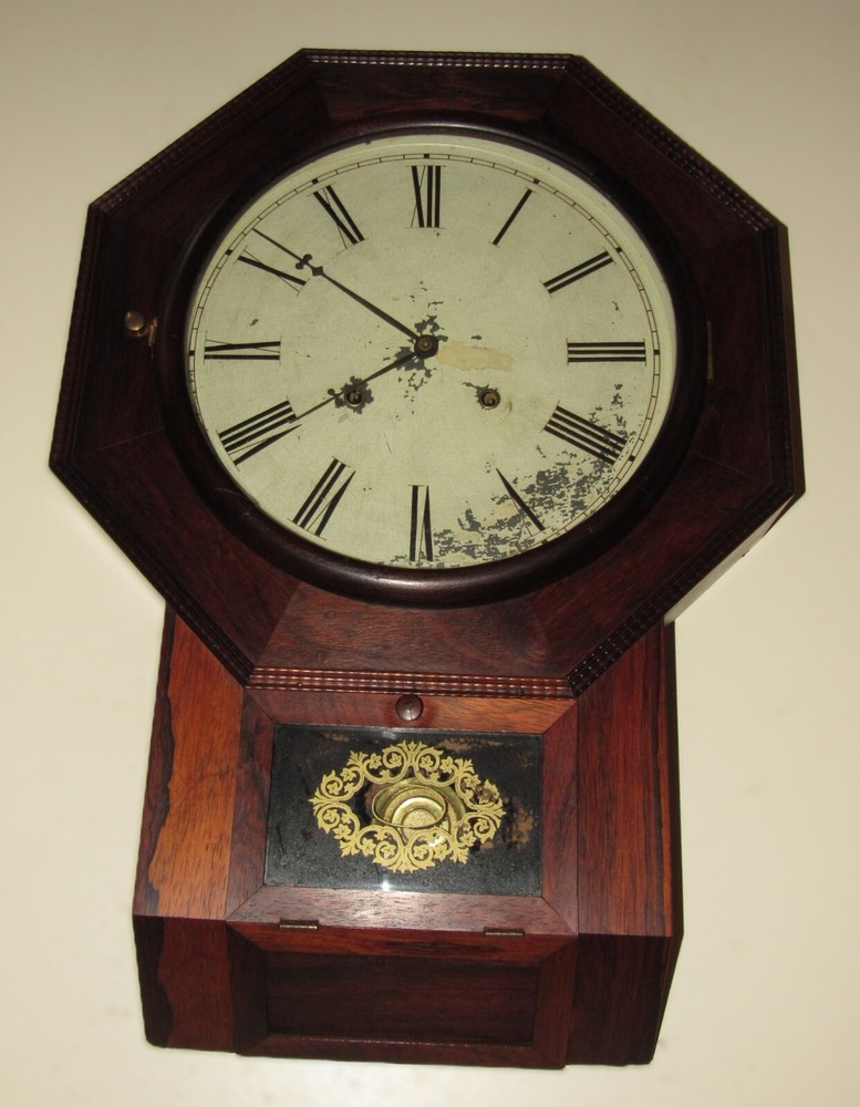 Antique Atkins Regulator Wall Clock Ripple Top 8-Day, Time/Strike. Key-wind