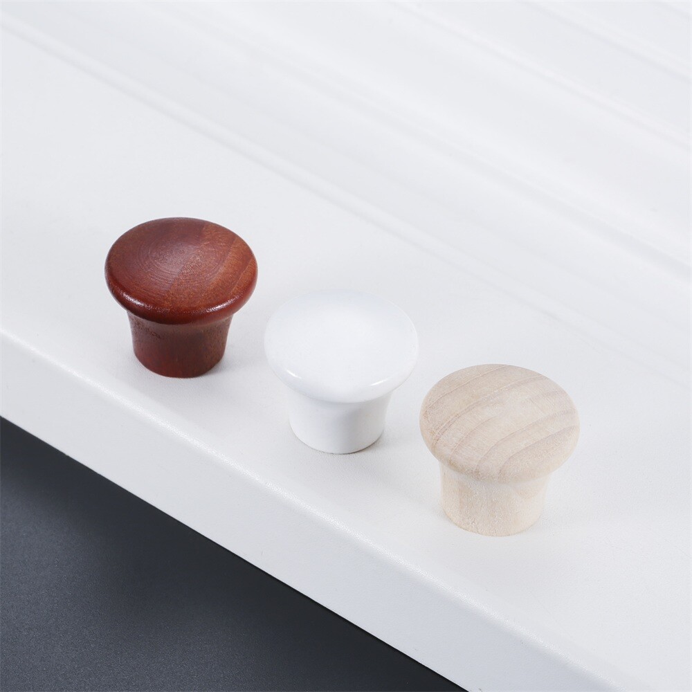 5Pcs Round Mini Wood Drawer Knobs Door Pulls Handles Kitchen Cabinet Replacement