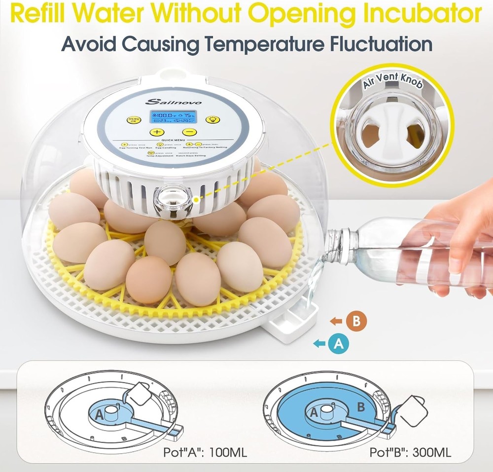 18 Egg Poultry Incubator for Hatching Chick Automatic Turning/Stop Egg Incubator