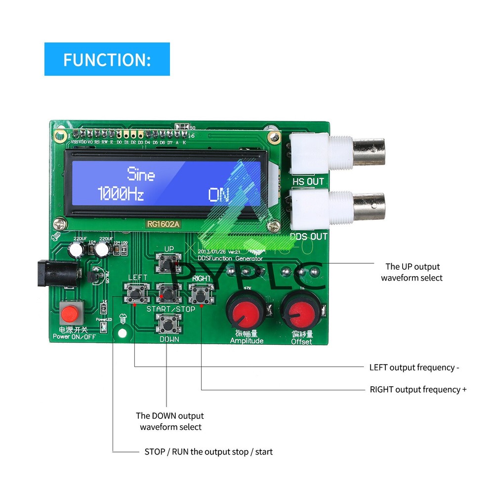 1PCS DDS Function Signal Generator Module Sine Square Sawtooth Triangle Wave