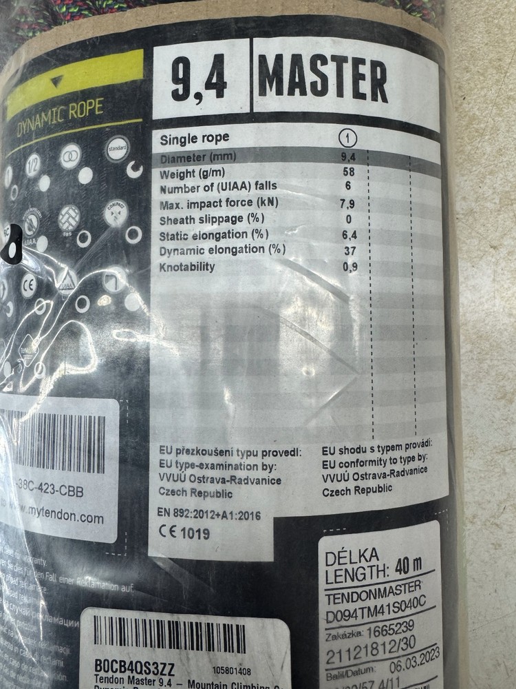 TENDON Master 9.4mm Dynamic Climing Rope - Purple