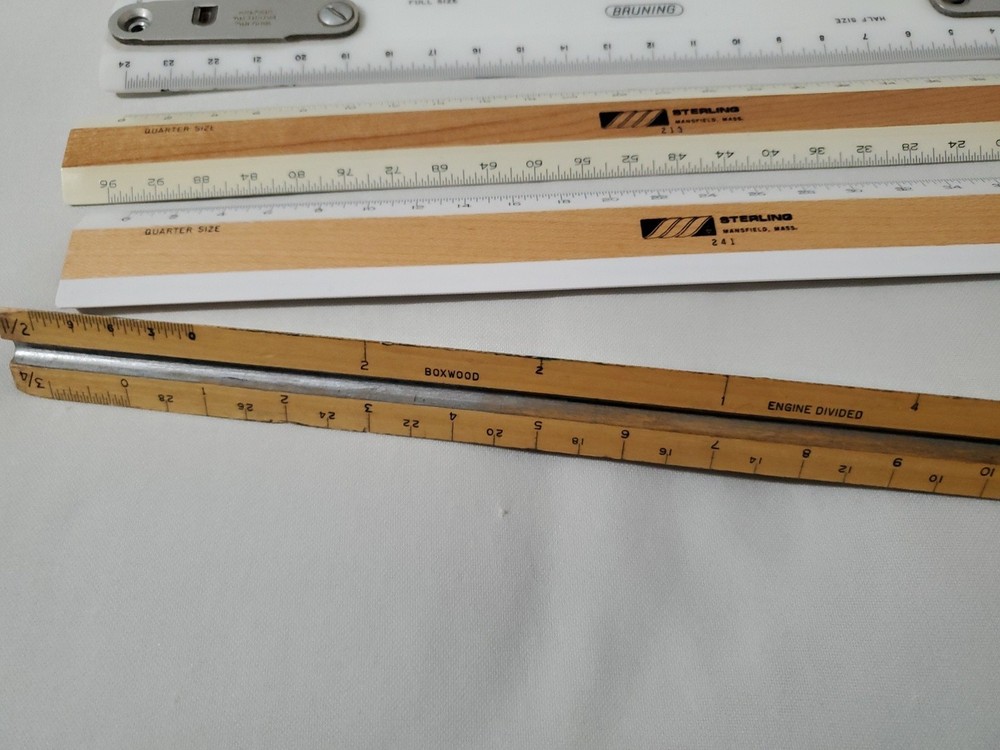 9pcs Mixed Lot Engineering Triangle Rulers Technical Drafting - Bruning Sterling