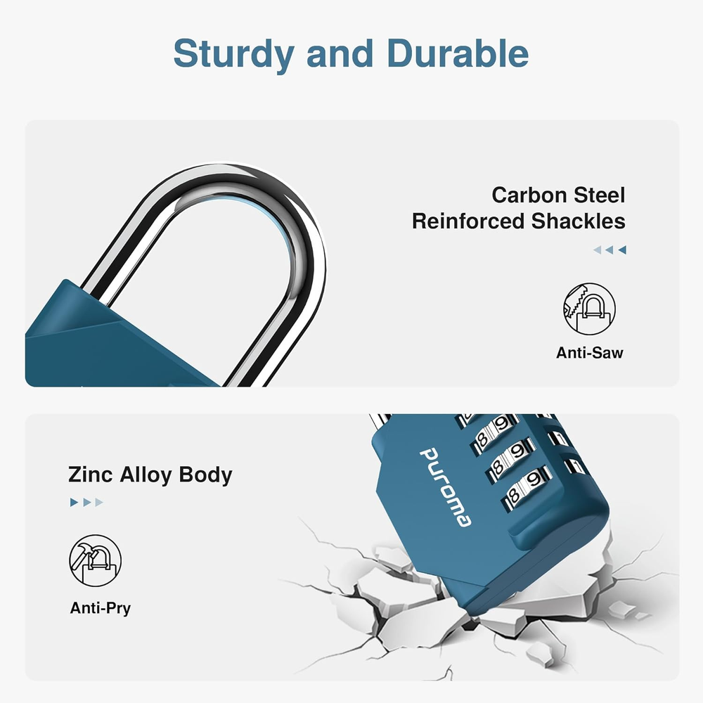 2 Pack Combination Lock 4 Digit Locker Lock Outdoor Waterproof Padlock for Schoo