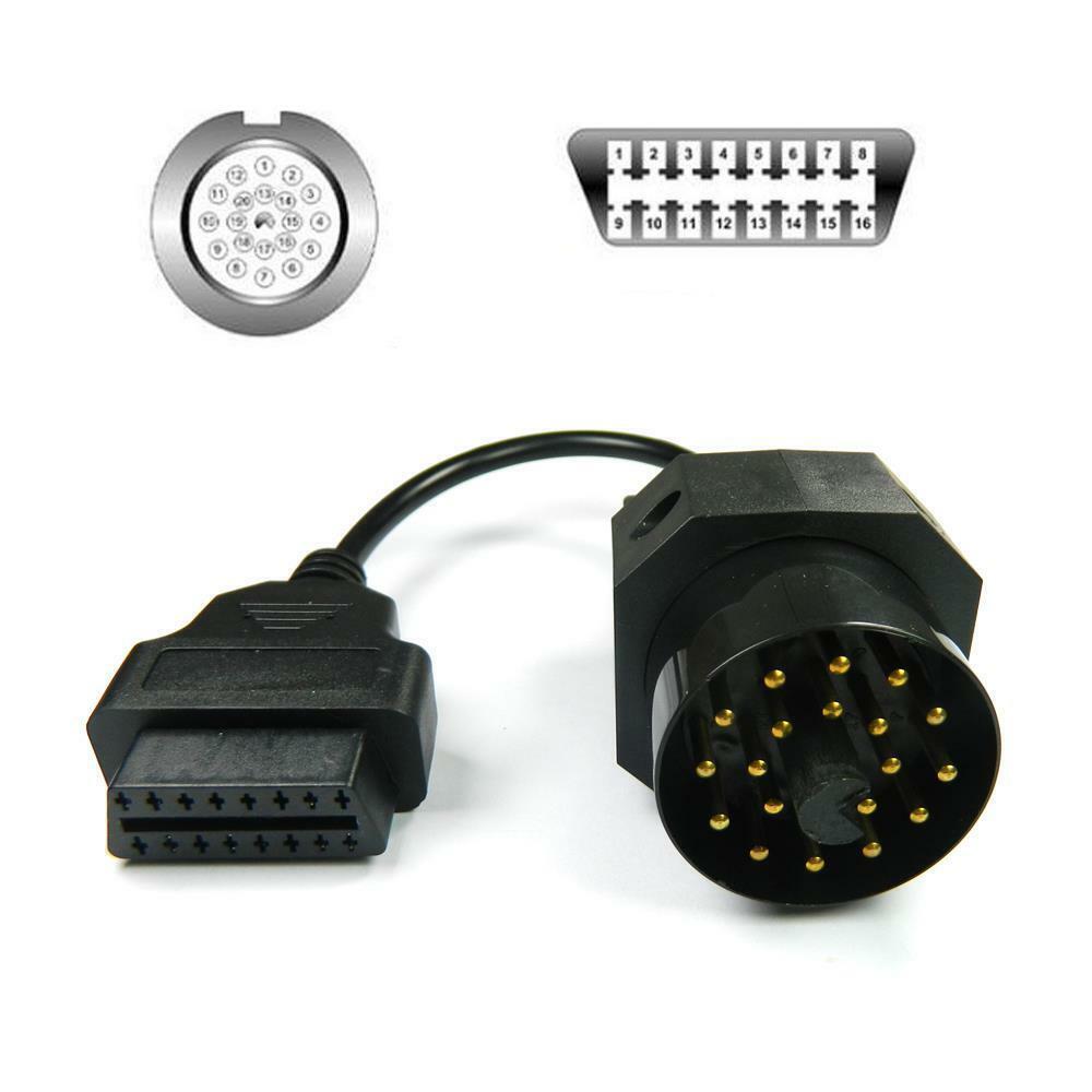 1x 20 Pin to 16 Pin OBD2 Adapter Connector Scanner Cable For BMW E36 E46 E38 E39