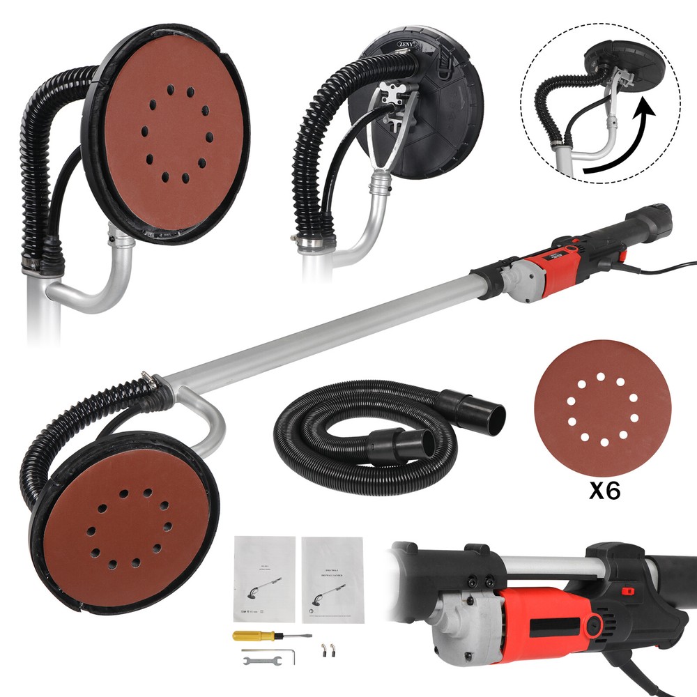 Electric 800W Variable Speed Drywall Sander w/ Vacuum Hose & Sander Discs