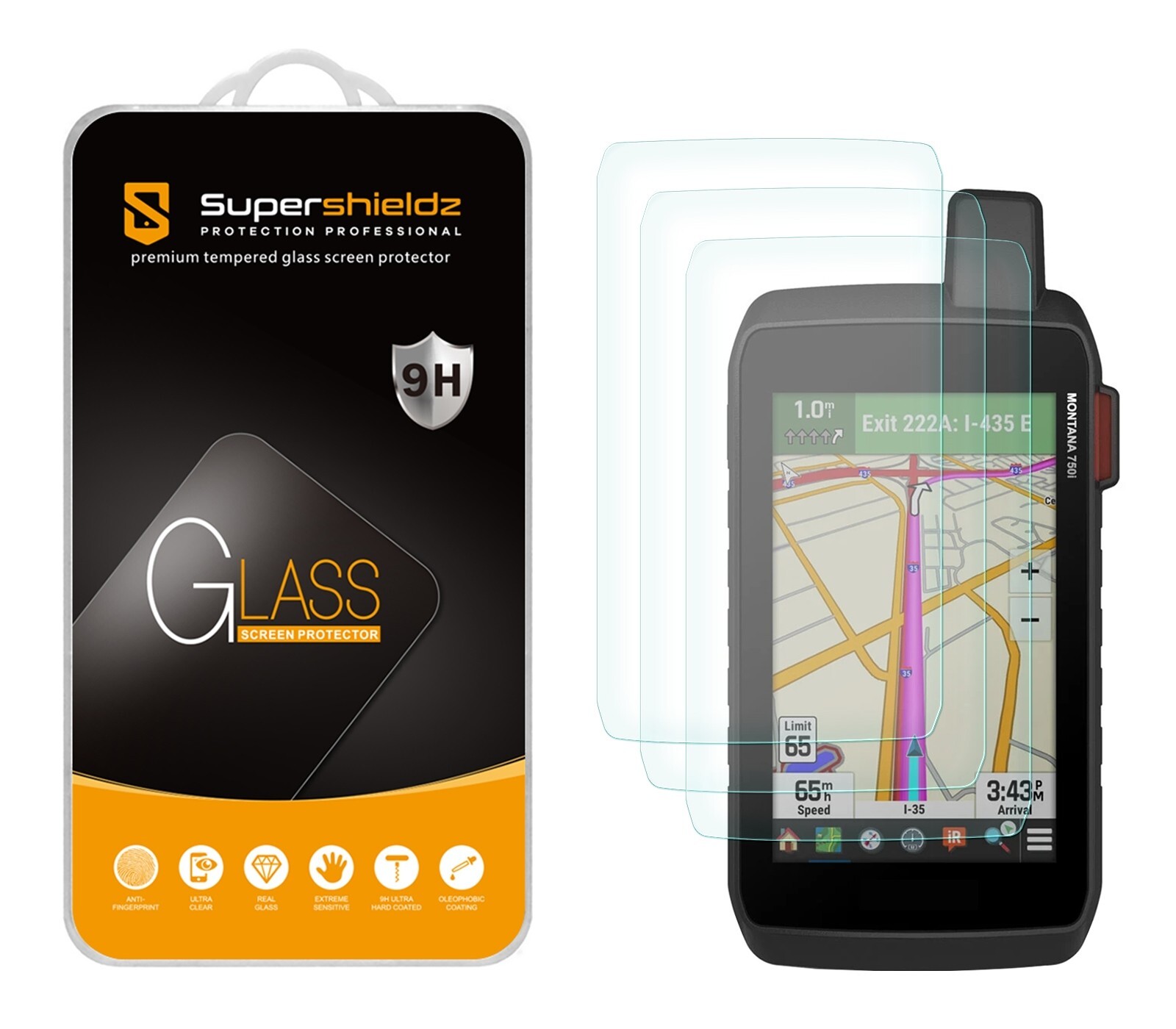 3X Supershieldz Tempered Glass Screen Protector for Garmin Montana 750i/700/700i
