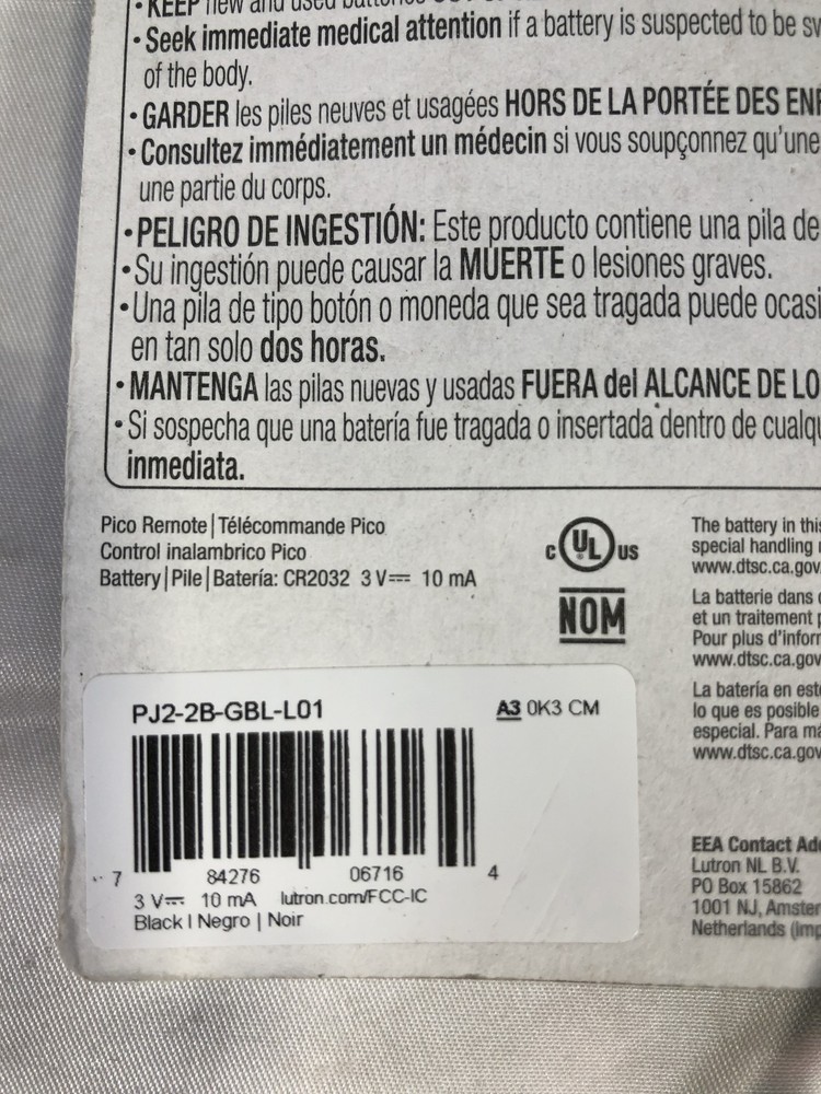 Lutron PJ2-2B-GBL-L01 Pico Remote Control