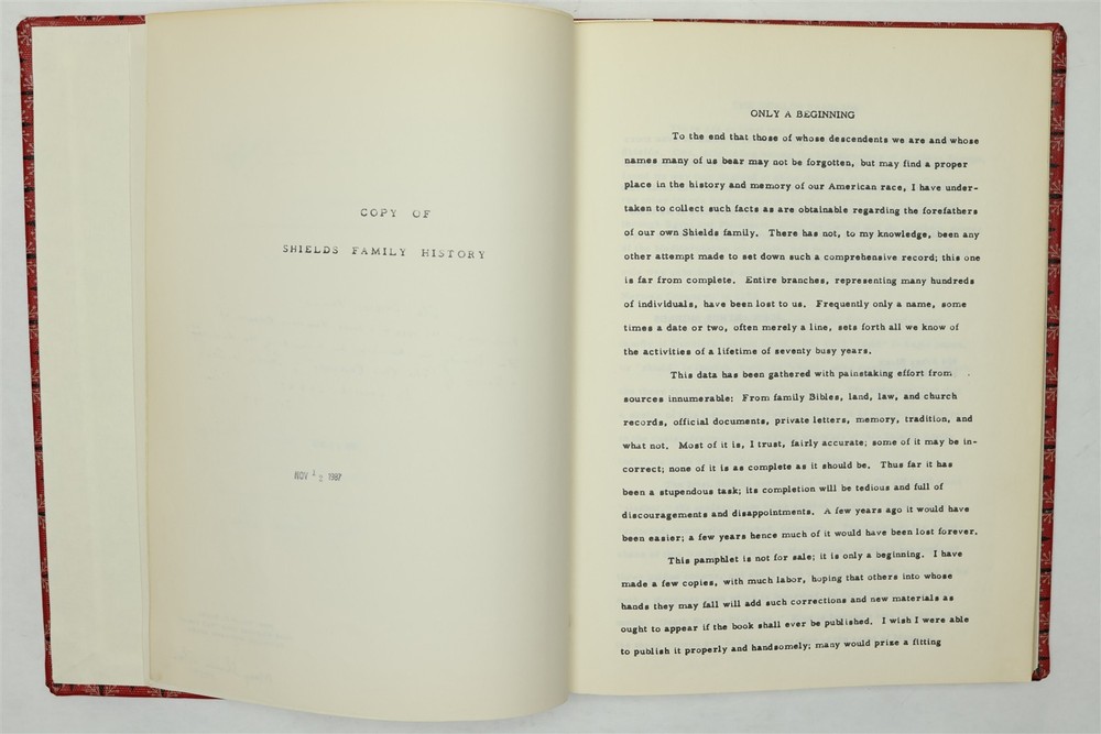 Shields Family History Book