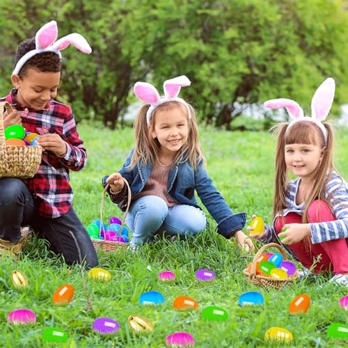 MGparty Pack Fillable Easter Eggs with Hinged Include Golden Eggs Bulk 2.3" 210