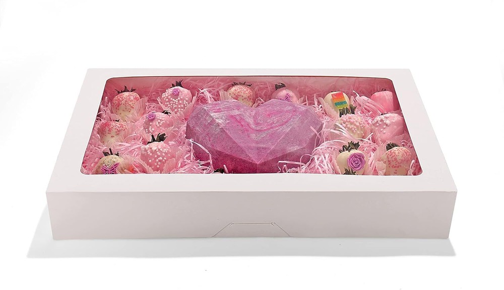 30-Pack 17" x 11" x 2.5" Cookie Boxes with Window, Large Bakery Boxes, White
