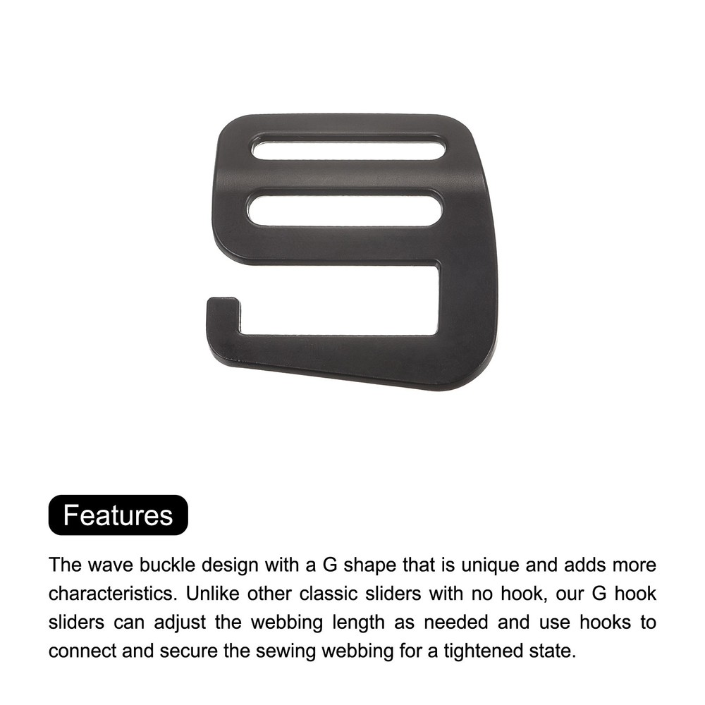 4pcs 0.98" Webbing Release G Hook Buckle Adjuster for Backpack Strap Matte Black