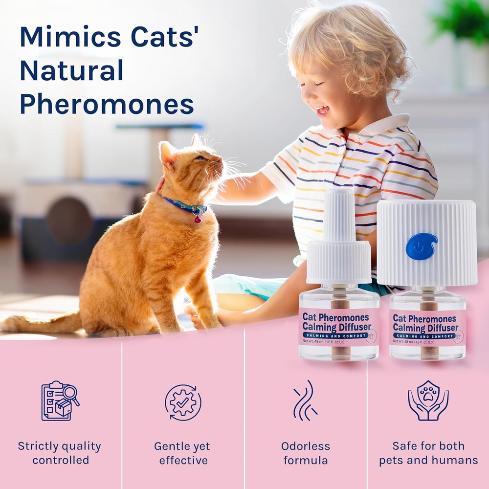 Cat Calming Pheromones Diffuser: 2 Classic Cats Plug in Refill Diffusers for Rel