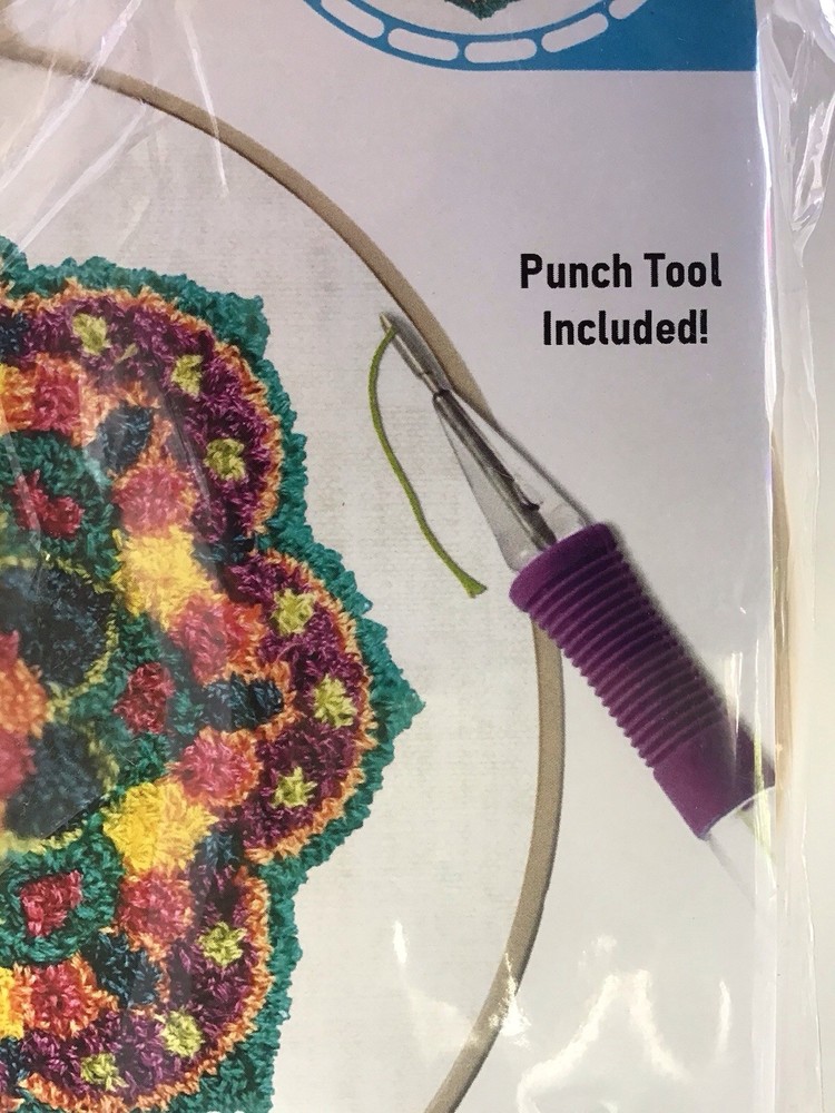Thread Punch Kit Mandala 6” Round, Tool, Thread, Hoop, Fabric, Instructions