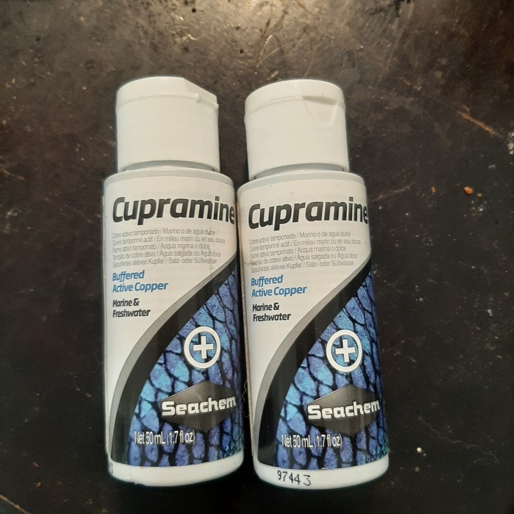 Seachem Cupramine 50mL  Buffered Active Copper - 2 Bottles