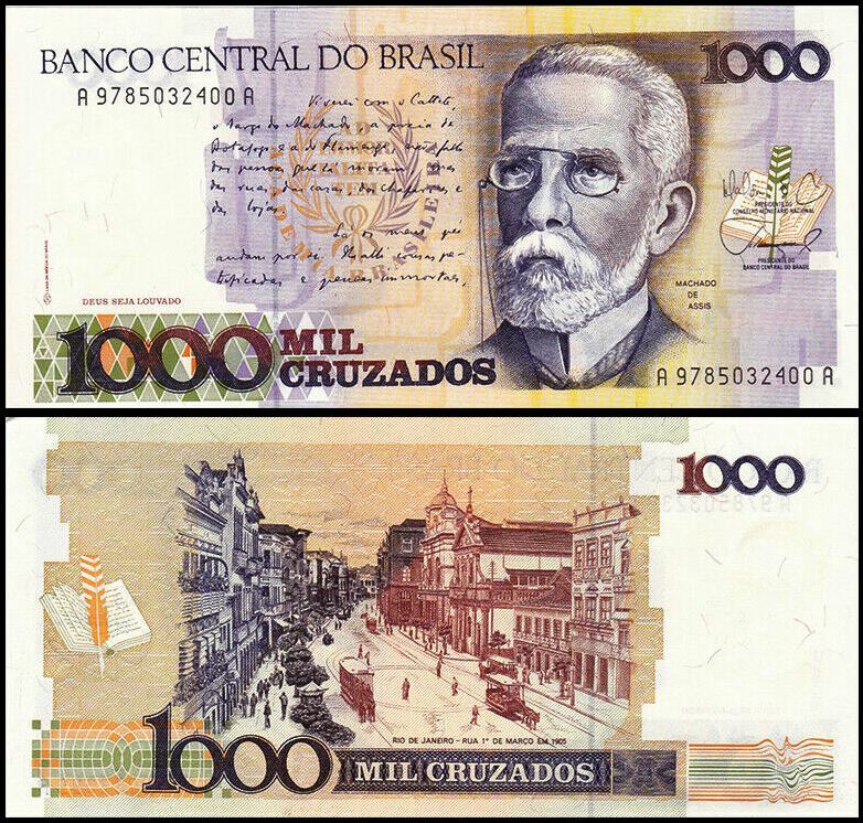 Banknote - 1987 Brazil, 1000 Cruzados, P213 UNC,