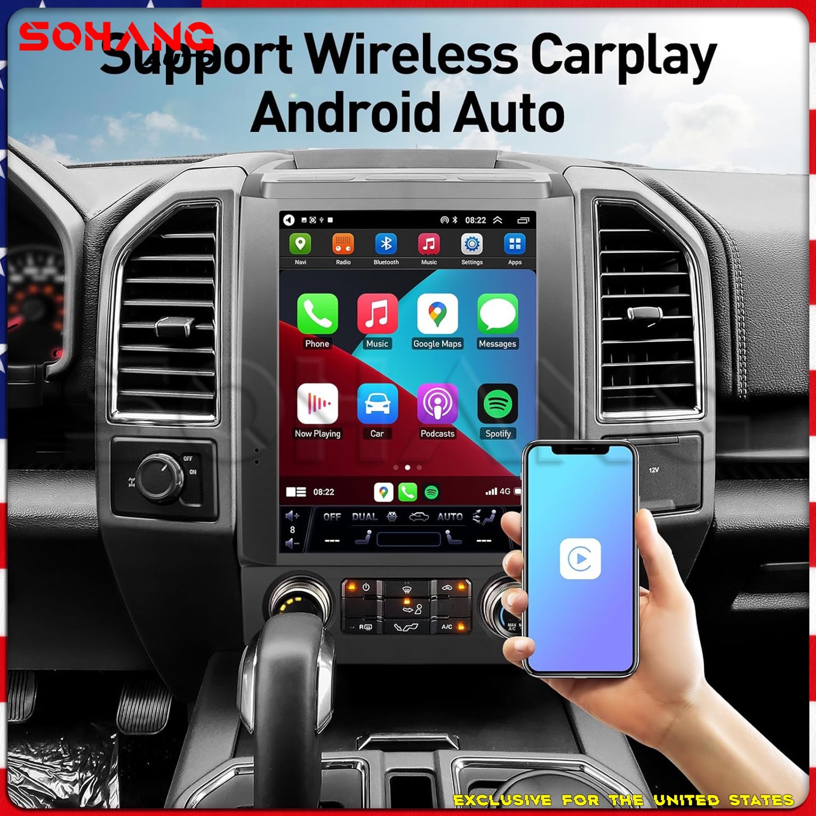 SoHang | 12.1'' Car Radio Stereo CarPlay For Ford F150 F250 F350 Tesla Style GPS