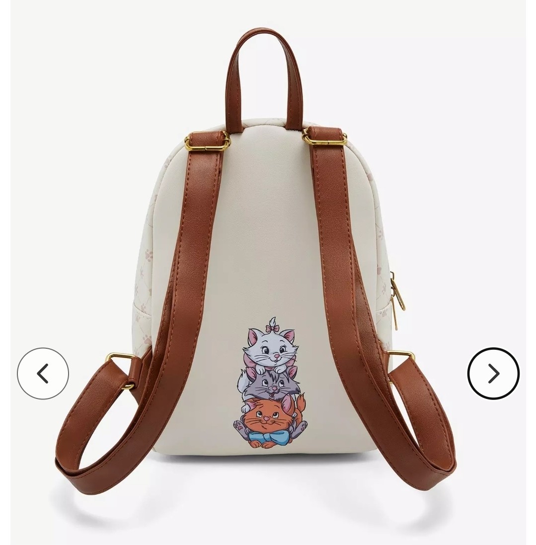 NEW! Loungefly Disney Cats Floral Mini Backpack w/ Aristocats Figaro & Oliver