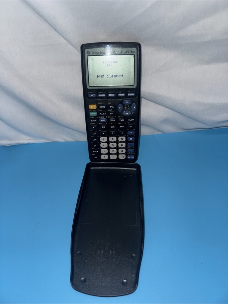 Texas Instruments TI-83 Plus Graphing Calculator Black w/ Cover - Tested!
