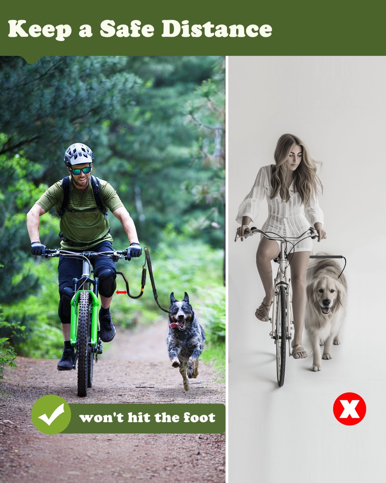 iPetba Dog Bike Leash - Hands-Free Bike Attachment for Dogs,Black