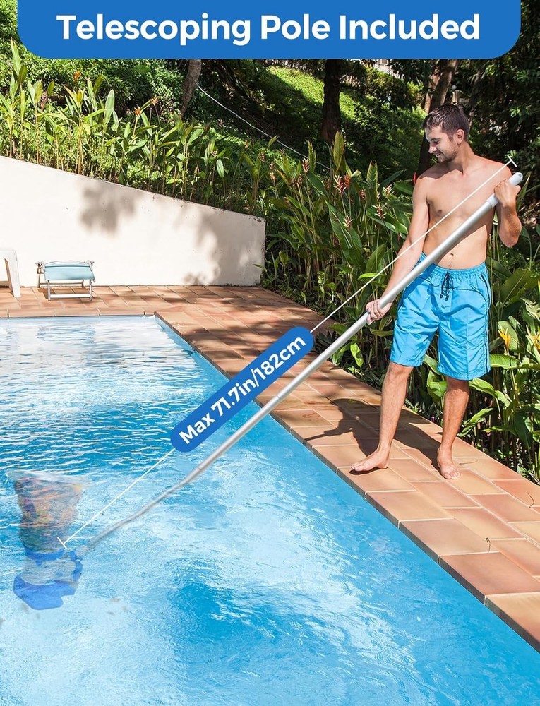 Pool Leaf Vacuum with 71.7“ Telescopic Pole, 83GPM Powerful Suction,