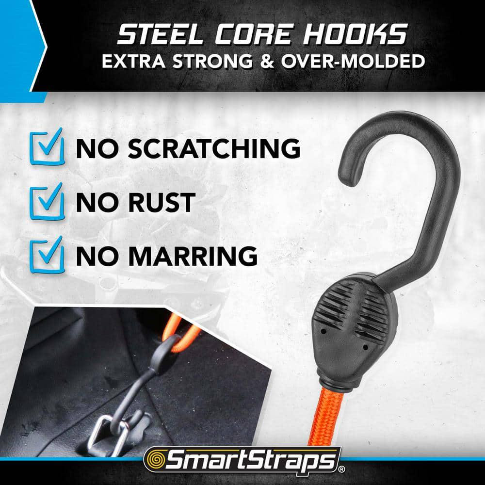 Super Strong Adjustable Bungee Cords with Hooks 5 Pack Heavy Duty Tie Down Strap