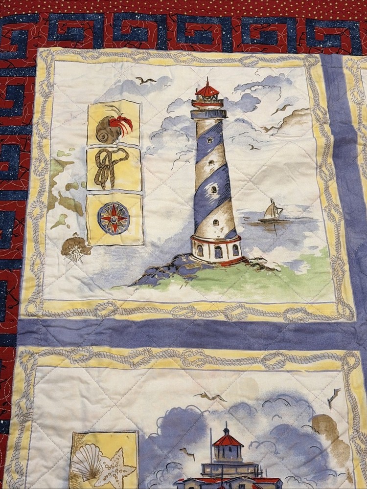 Double Sides Lighthouse Quilted Wall Hanging Completed