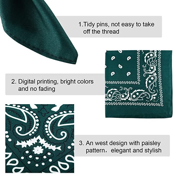 Bandana 100 Cotton Paisley Print Double-Sided Scarf Head Neck Face Mask 22"X22"