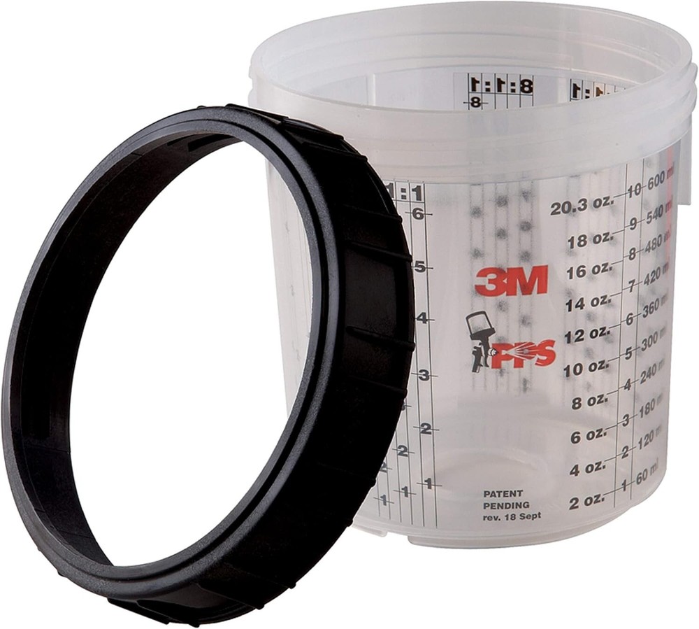 3M 16023, Paint Preparation System Large Cups & Collars, 28oz ~ New ~