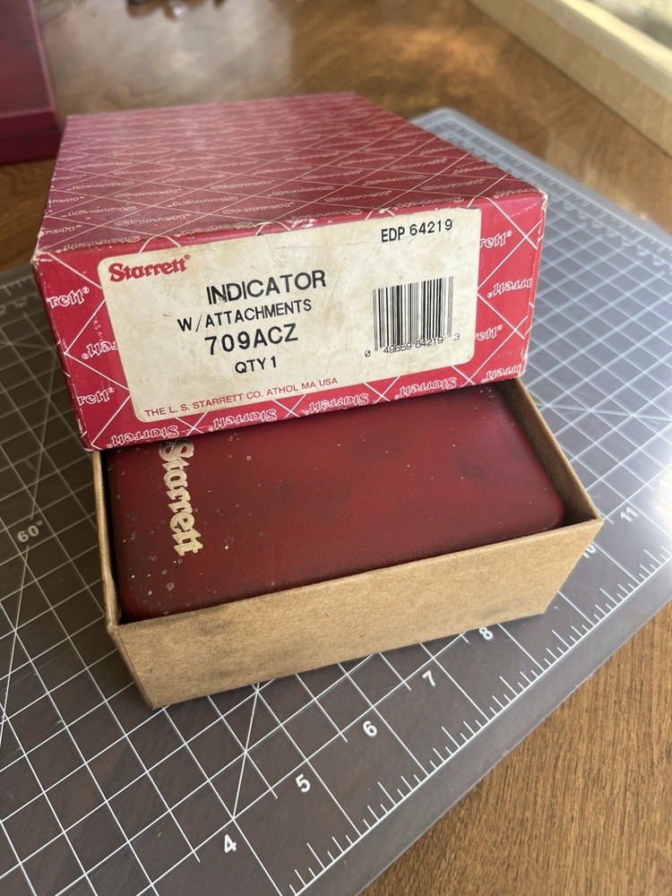 Starrett Dial Test Indicator 709 ACZ w/ Attachments Kit, Papers, Case and Box
