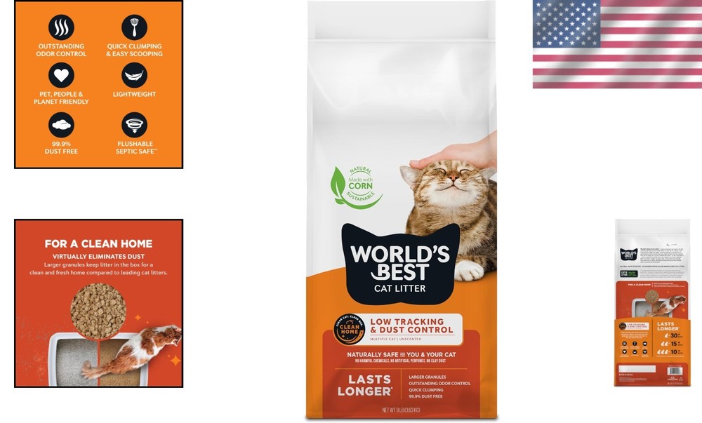8lbs Natural Corn Cat Litter - Quick Clumping & Long-Lasting Odor Control