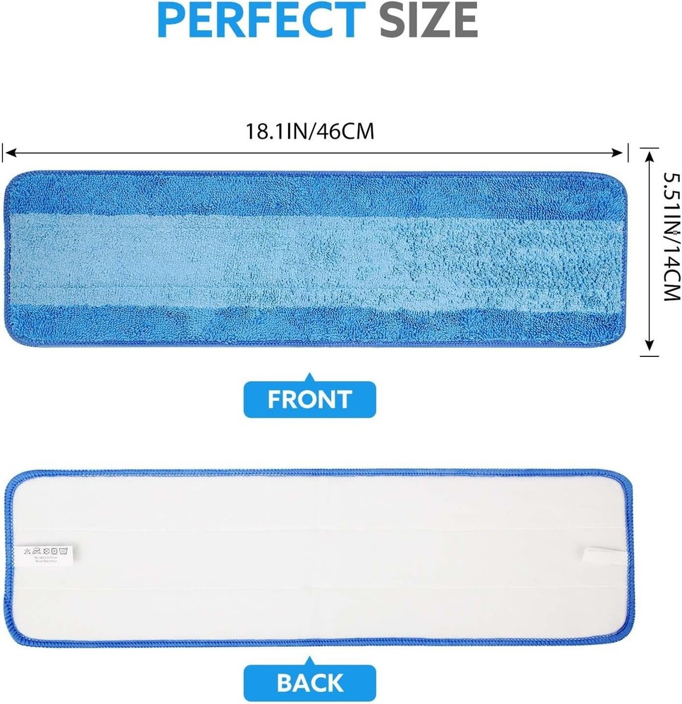 6 Pack Microfiber Cleaning Pads for Bona Mop 18in Replaceable Reusable Blue