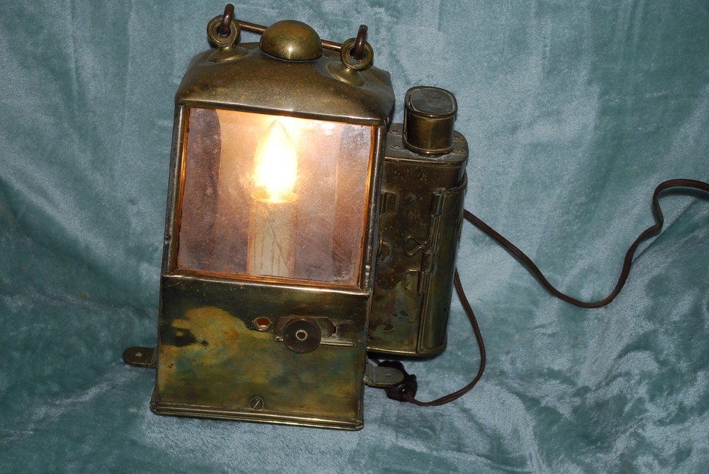 Original Brass Transportation Lantern - It has been Electrified.