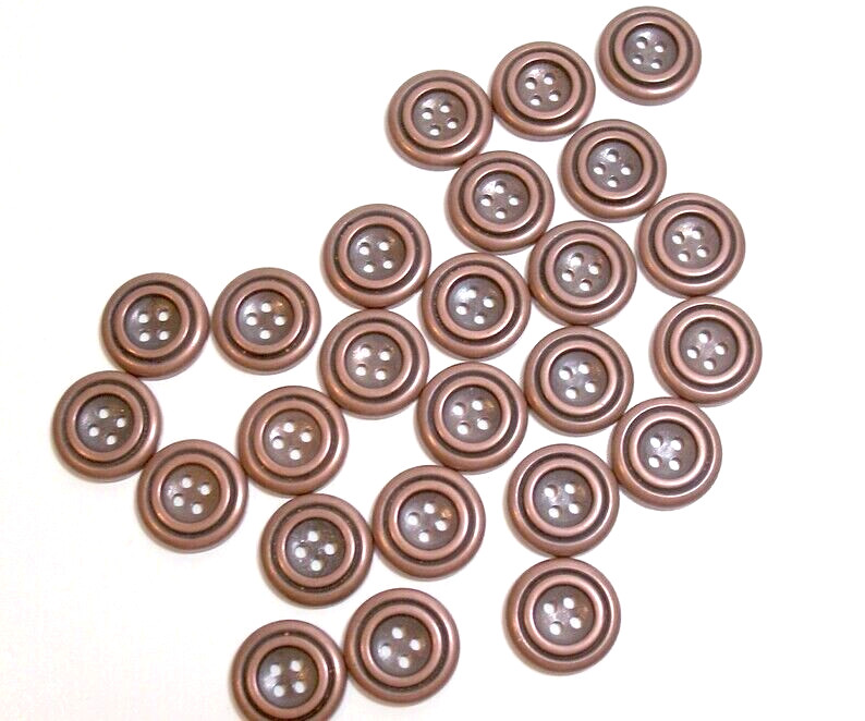 Bronzetone Round Buttons 4 Hole Metal Coated New Old Stock 3/4" x 1 Piece Bin B