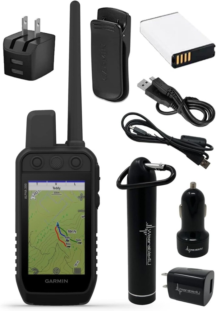 Garmin Alpha 200 Handheld Multi-Dog Tracker and Trainer with Power Pack Bundle