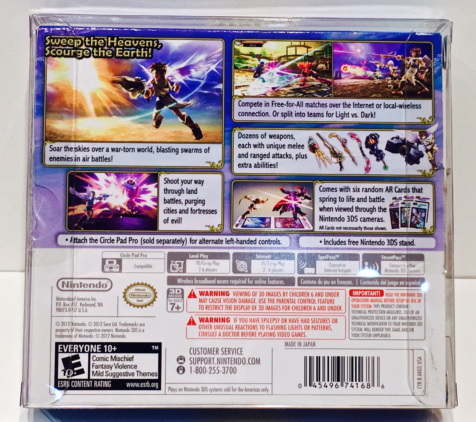 1 Box Protector for KID ICARUS UPRISING Nintendo 3DS NTSC Clear Plastic Case